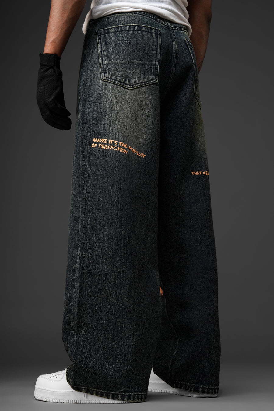 Groovee Designer Jeans Eagle with Baggy fit drop straight cut Gray