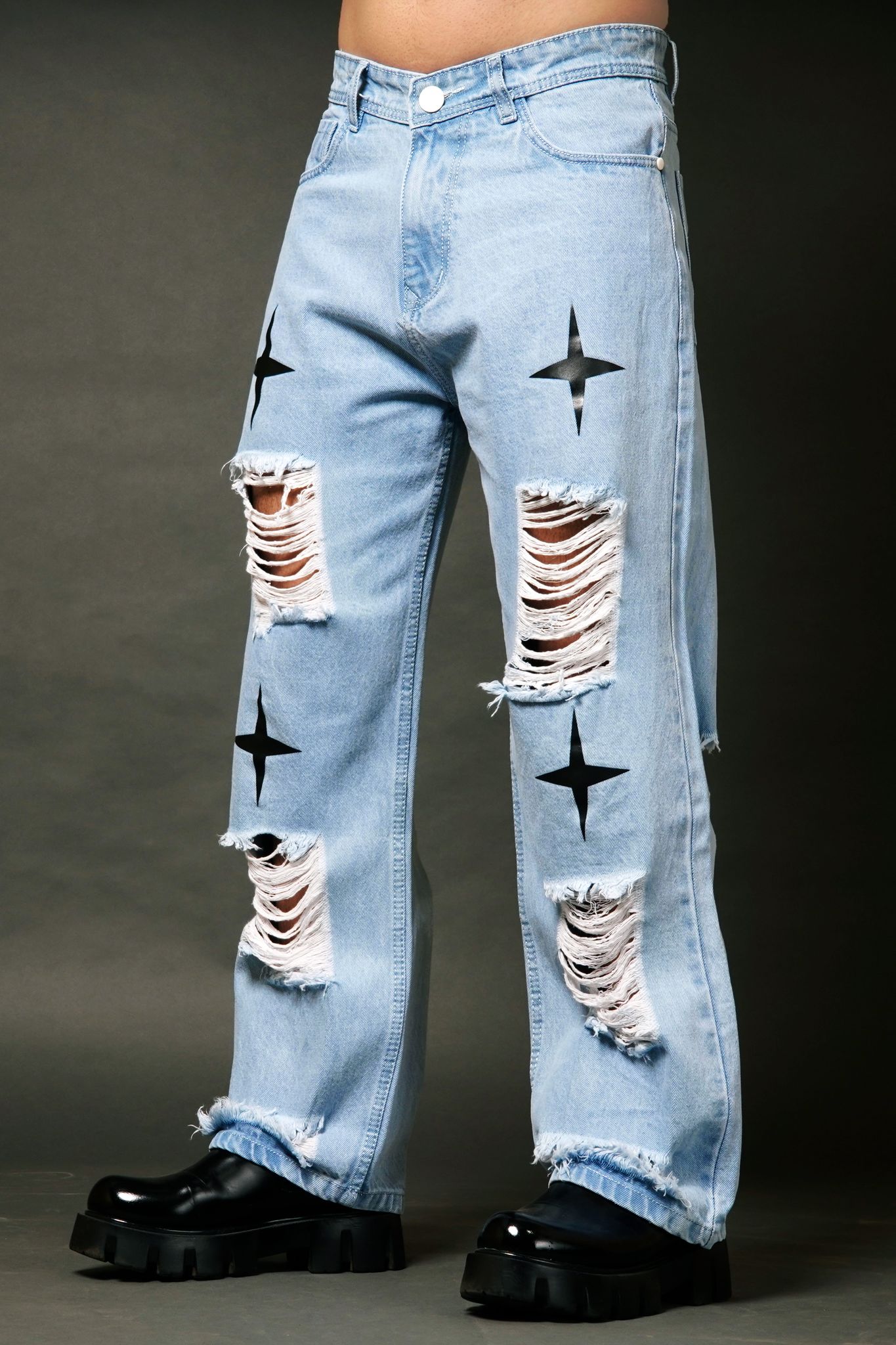 MADZEE STREET START RIPPED DENIM JEANS