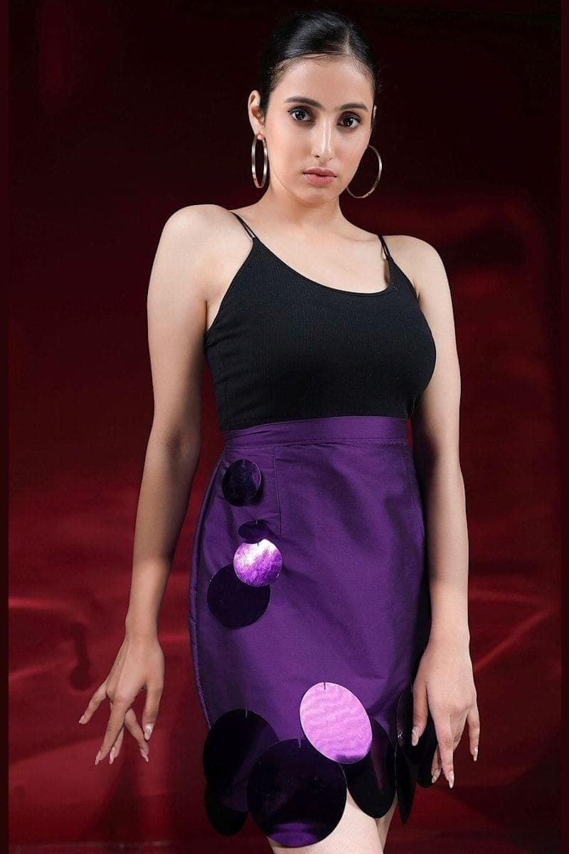 SHAPES and DRAPES Razzmic Purple Sequins Skirt
