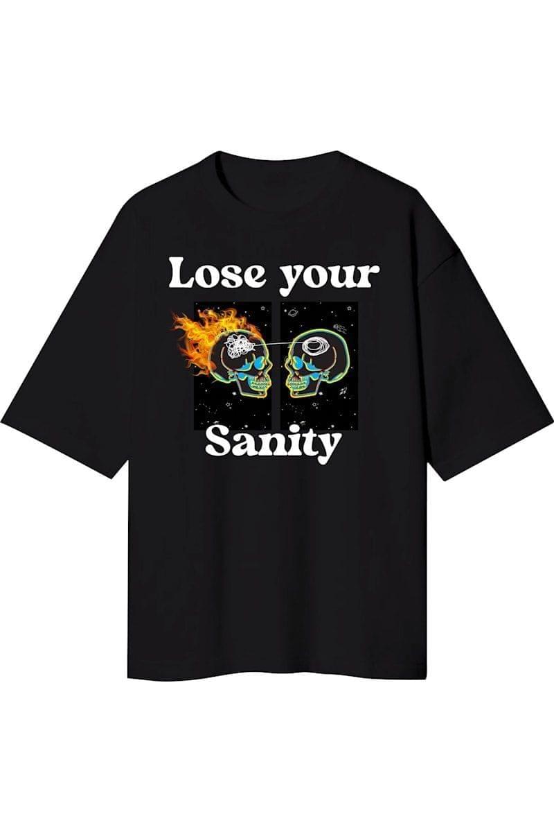 Insanity Unisex Black Lose Your Sanity Oversized T-Shirts