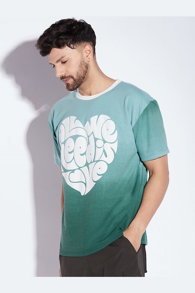 FUGAZEE Mint Ombre Love Graphic Tshirt