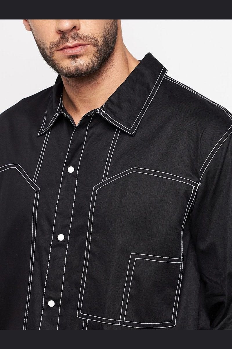 FUGAZEE Black Contrast Stitch Carpenter Shirt
