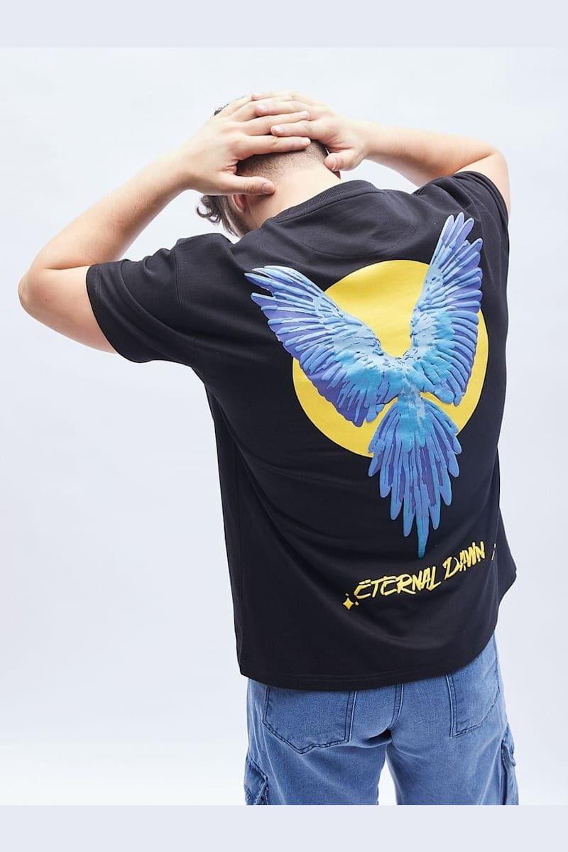 FUGAZEE Black Macaw Oversized Tshirt