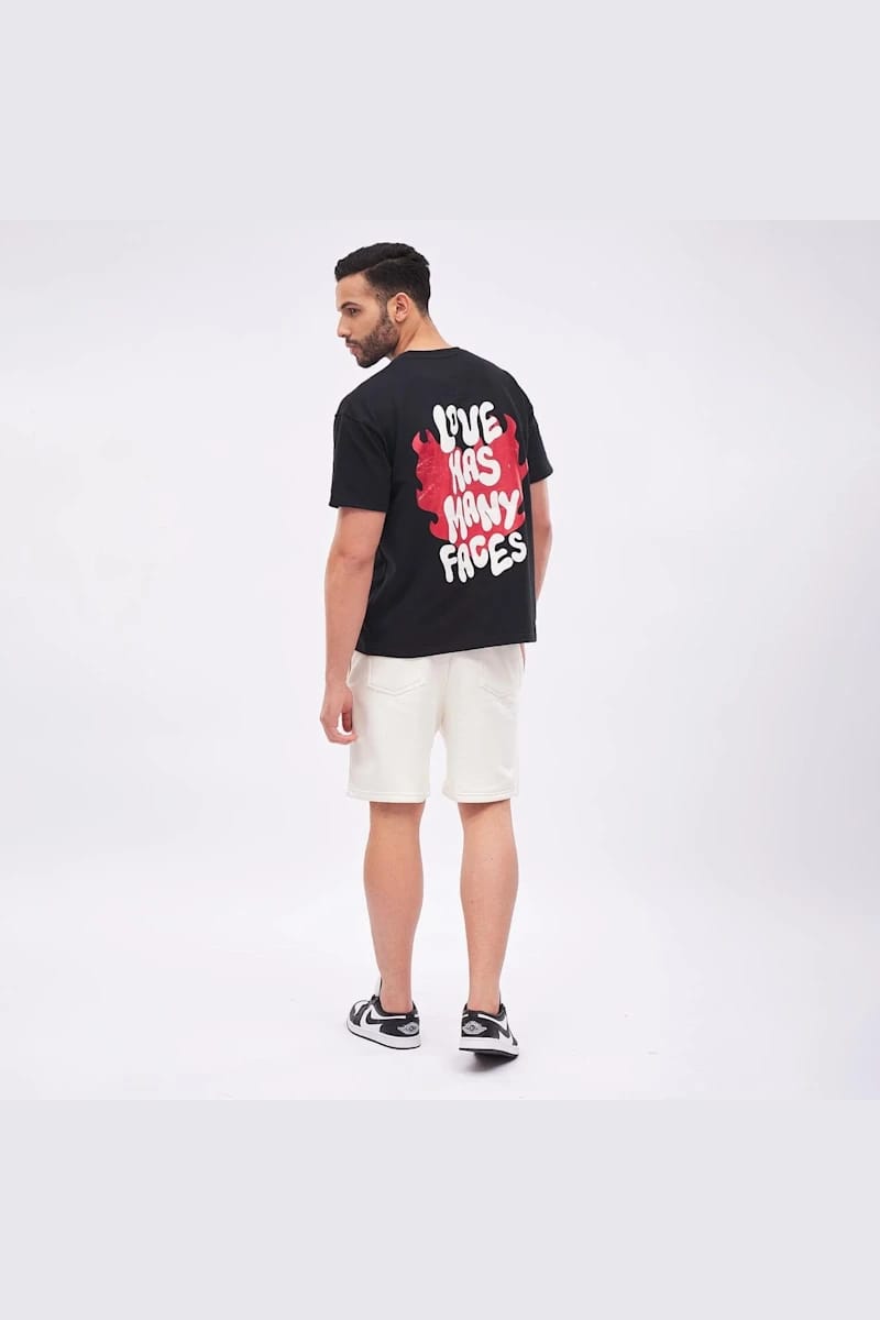 FUGAZEE Love Graphic Contrast Tshirt And Shorts Combo Clothing Set