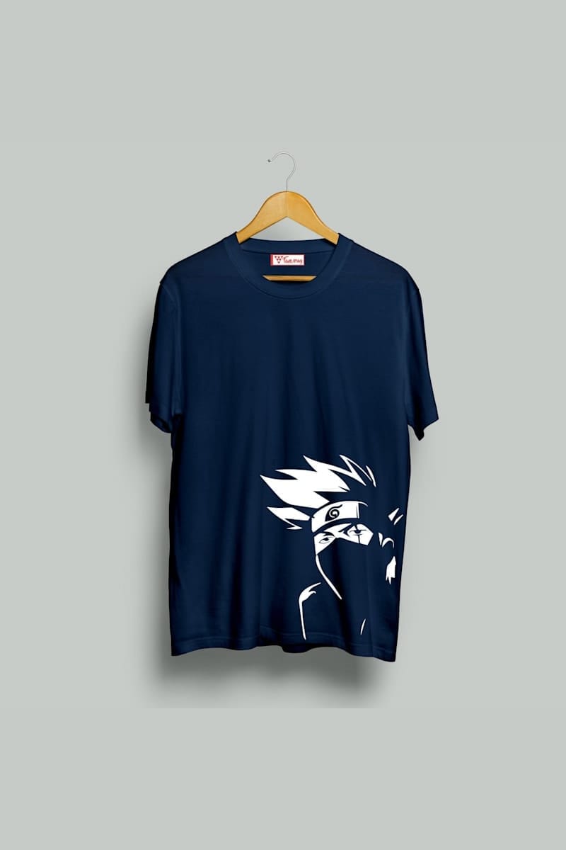FANSARMY Kakashi Naruto Anime Navy T-shirt