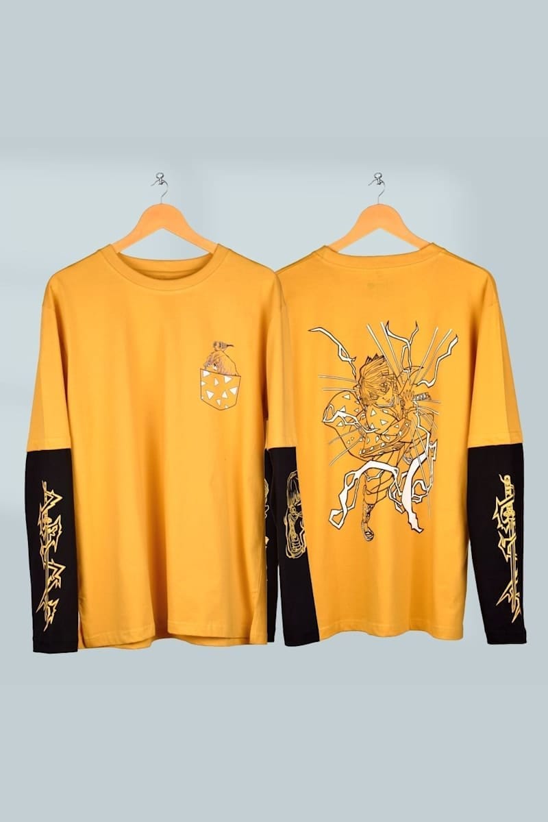 FANSARMY Zenitsu Full Sleeve Oversize Anime T-shirt