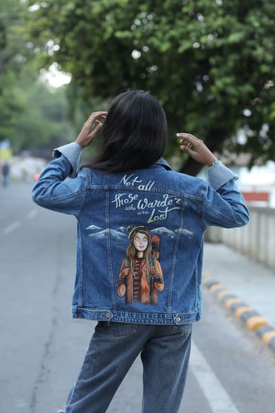 women denim jacket hand painted, painted jean clothes,design - Inspire  Uplift