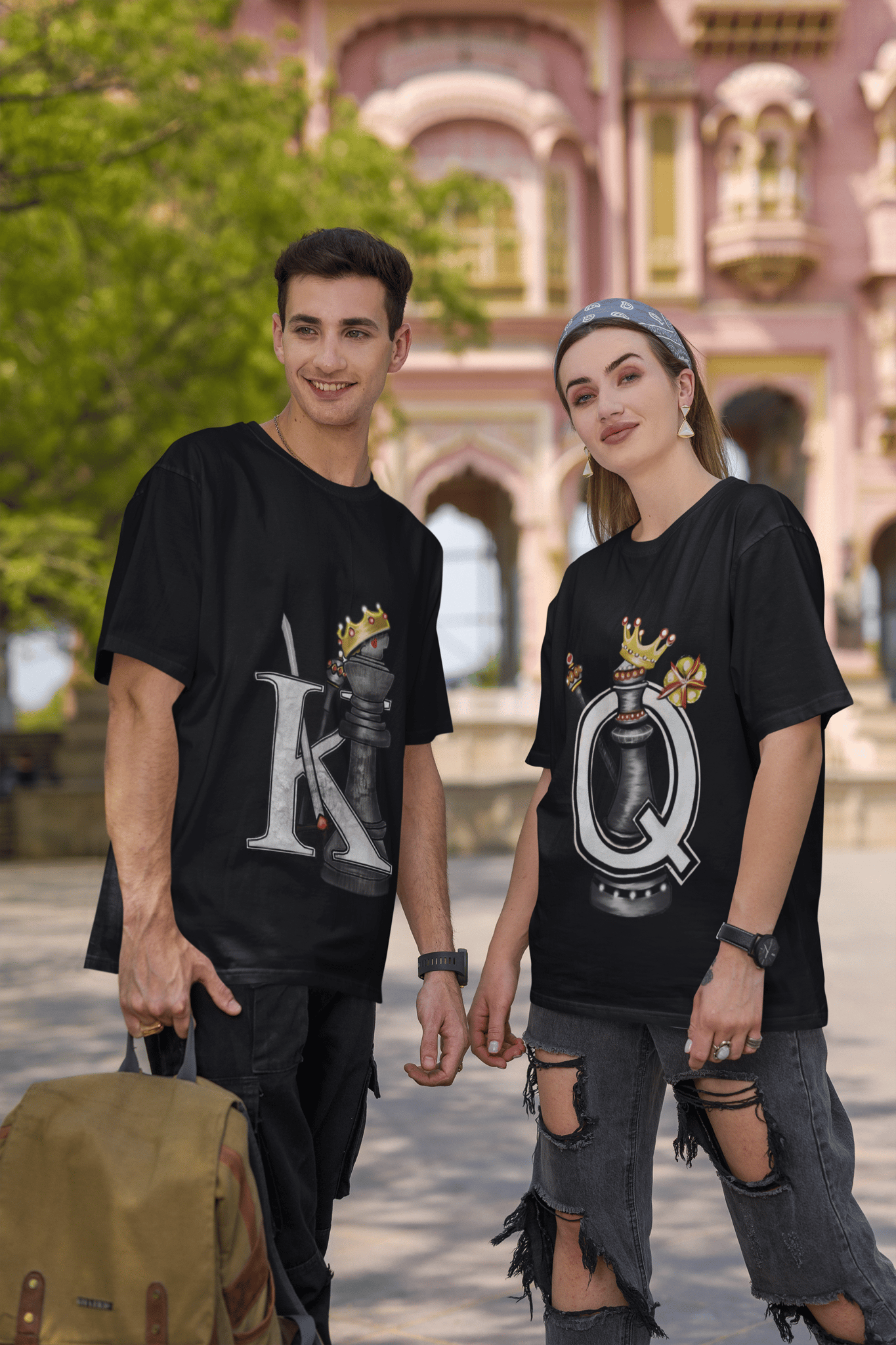 Queen & King Oversized Couple T-shirts - 240 GSM 100% TERRY COTTON