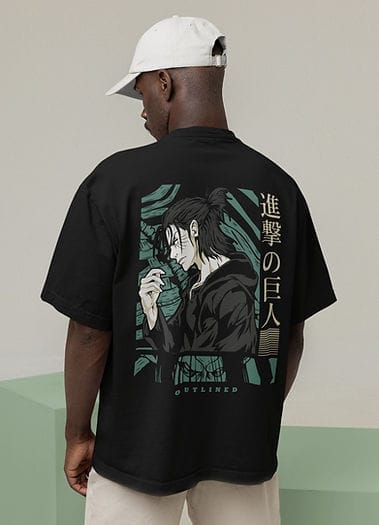 OUTLINED EREN YEAGER Oversized Tshirt