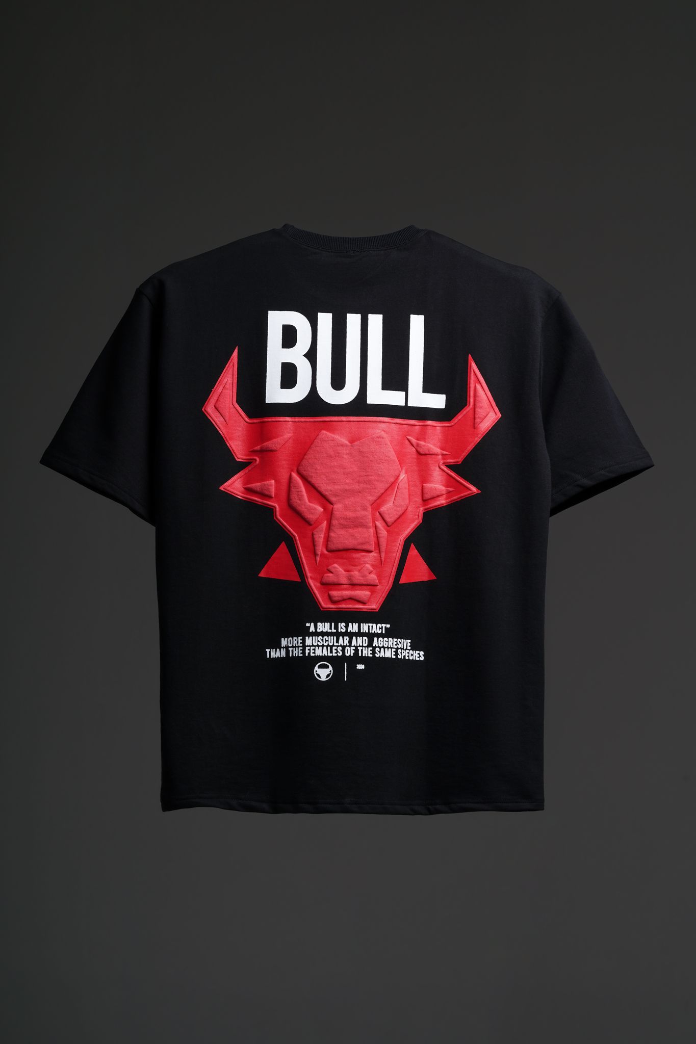 The Bull Oversized T shirt  (Black, Red) - FRENCH TERRY COTTON 240 GSM & PUFF PRINT