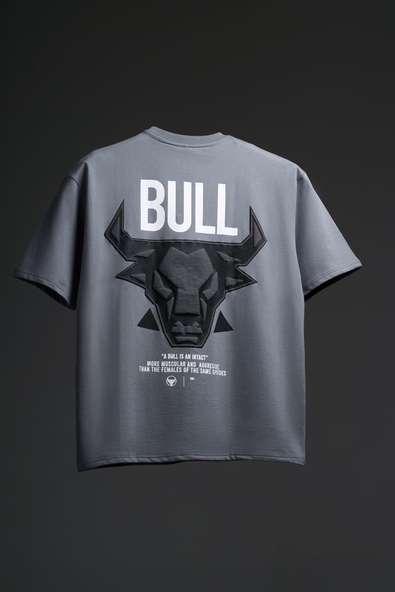 The Bull Oversized T shirt  (GREY,BLACK) - FRENCH TERRY COTTON 240 GSM & PUFF PRINT