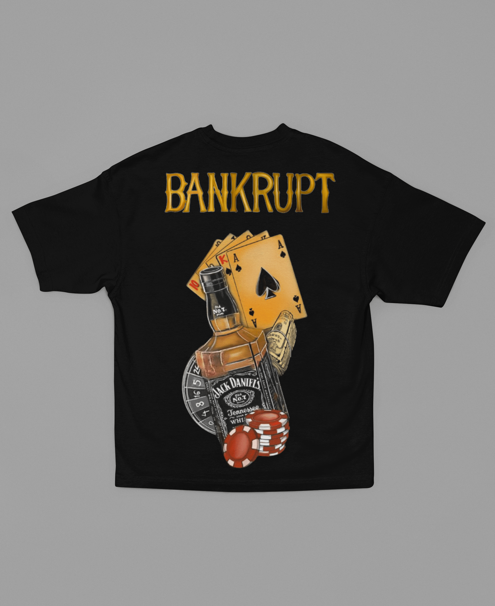 Bankrupt Oversized T shirt (Black) - FRENCH TERRY COTTON 240 GSM