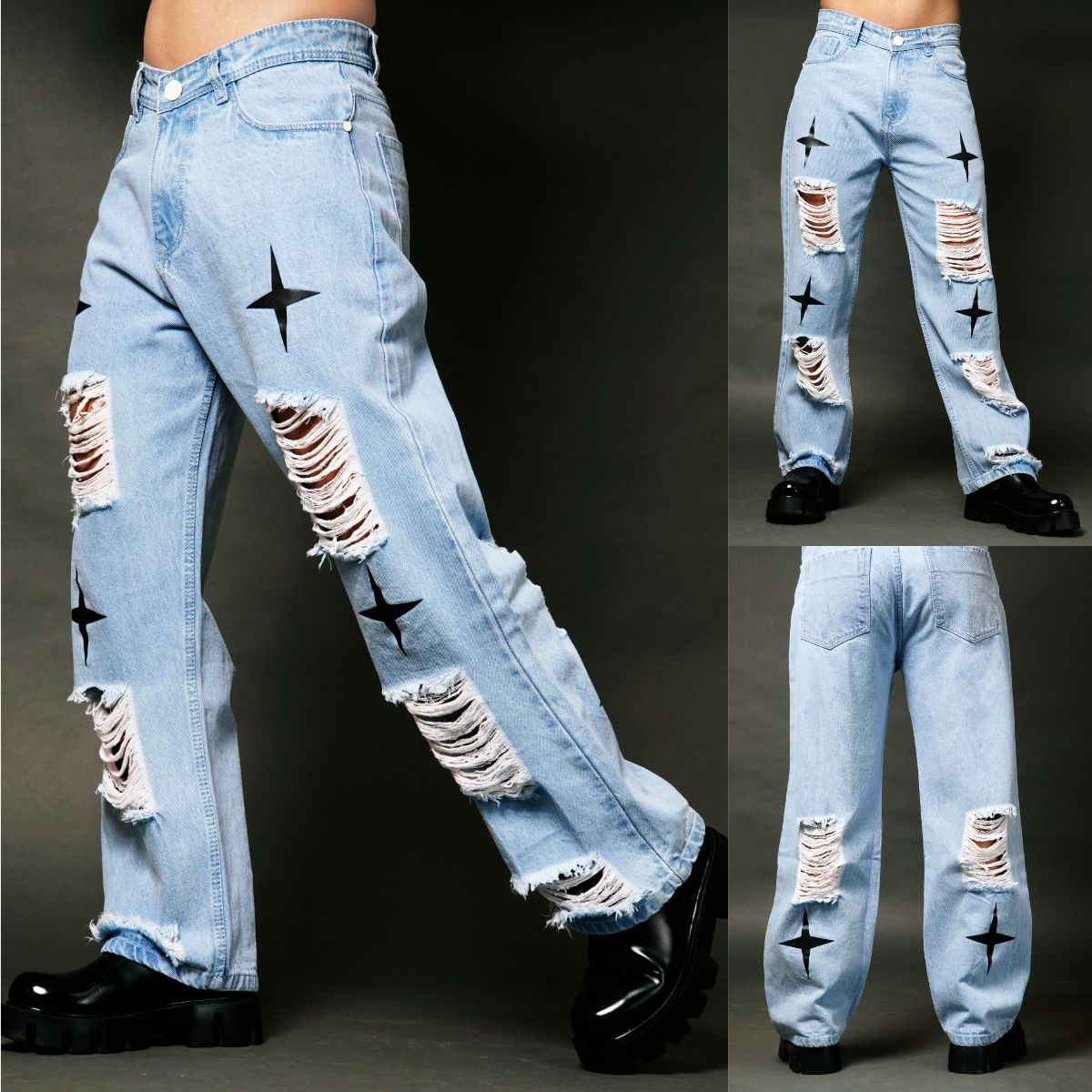 MADZEE STREET START RIPPED DENIM JEANS