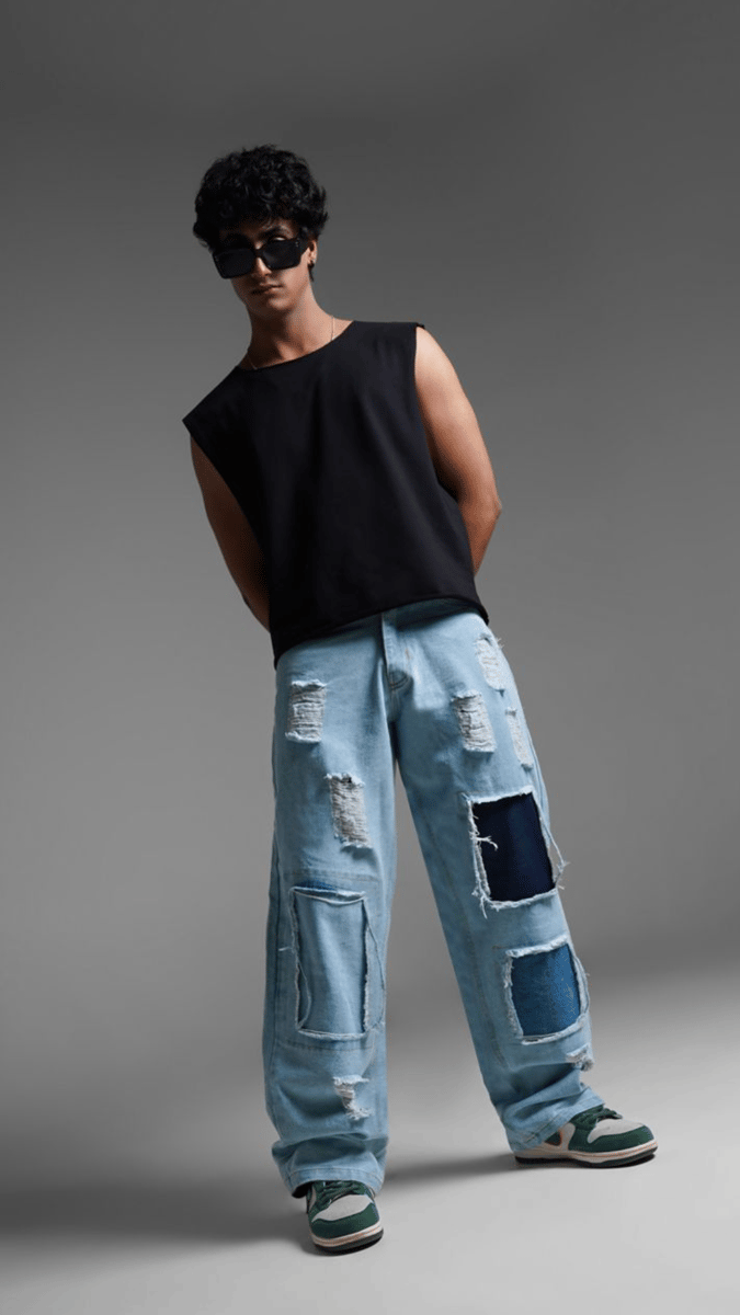 Loose Fit Ripped Denim Pants